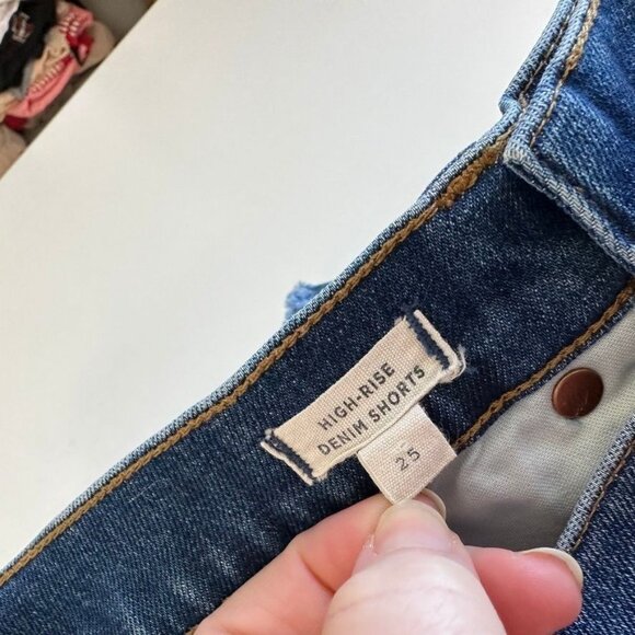 Madewell High Rise Jean Shorts Womens Size 25 Blue Denim Stretch Raw Hem - Picture 5 of 10